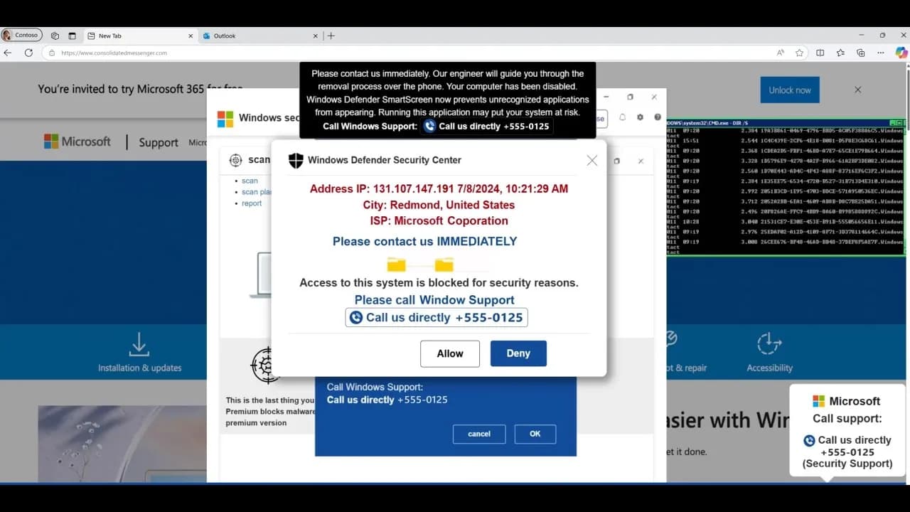 Снимка към „Злонамерени съобщения за вируси имитират Windows предупреждения“