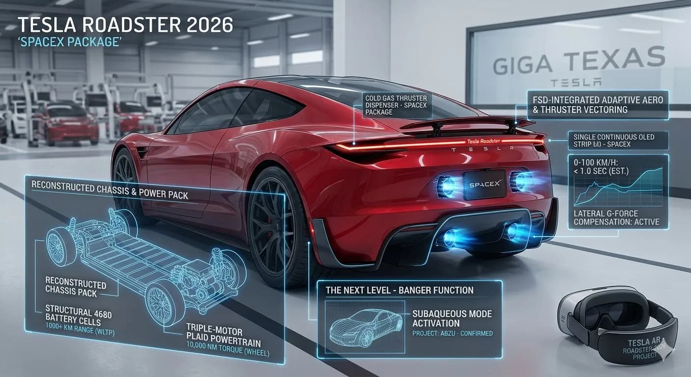 Снимка към „Tesla Roadster демонстрира ускорение под една секунда и кратък полет в Уейко“